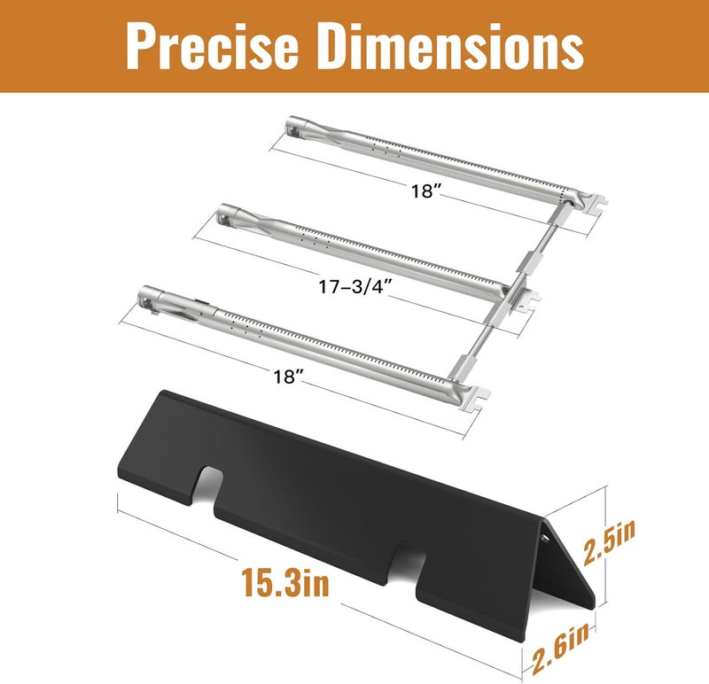 Rushare Store Grill Replacement Parts for Weber Spirit II 300 Series, GS4 Spirit II E310 E320 E330 S310 S320 S330 68950 (Front-Mounted Control), 15.3" Flavorizer Bars 7636 and 18" Burner Tubes Set 69787 - Image 2